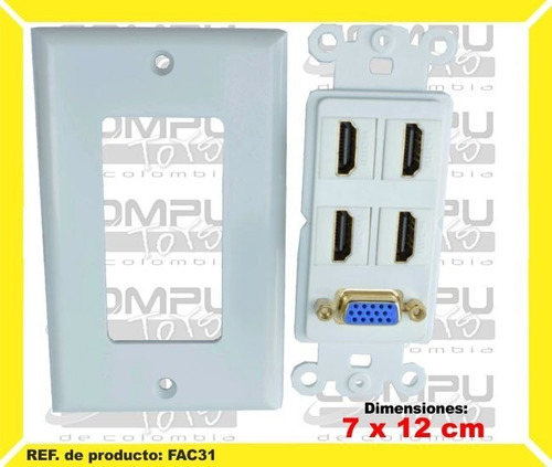 Toma De Pared Con Vga X1 Y Hd 4k X4 Ref: Fac31 Computoys Sas