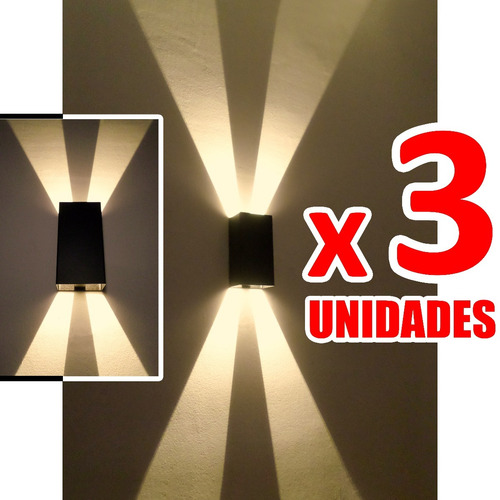 Aplique Pared Interior Lampara Luz Bidireccional Pack X3unid