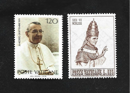 2 Estampillas Vaticano Papa Juan Pablo I Y Pablo Vi Año 1978