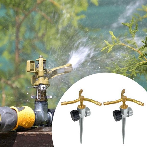 2 Aspersores Metálicos De 3 Brazos Con De Riego Automático