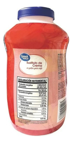 2 Pzs Sustituto De Crema Great Value En Polvo 950 G