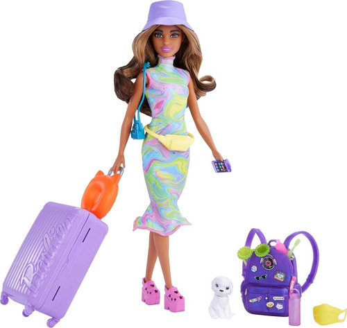 Muñeca Barbie Y Accesorios, Set De Viaje Con Muñeca Teresa,
