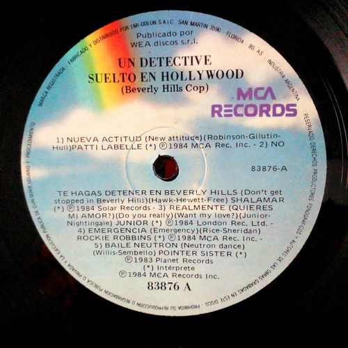 Vinilo - Beverly Hills Cop (1984) Mca Ost Impecable Estándar