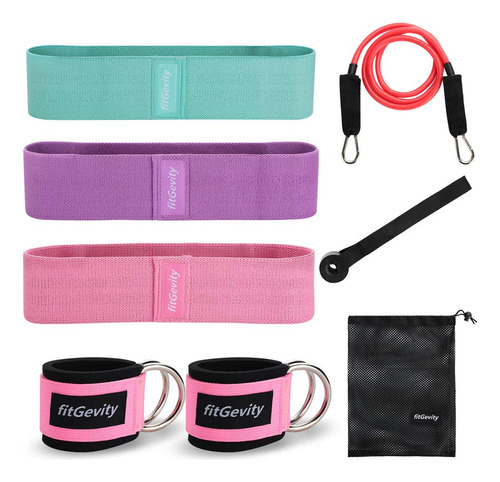 Fitgevity Bandas De Resistencia Para Piernas Y Glúteos, Ba. Color Rosa, Verde, Morado