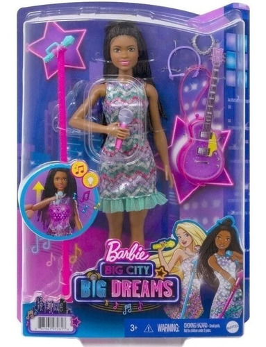 Boneca Barbie Cantora Negra Big City Big Dreams Mattel