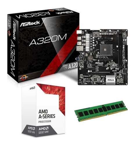 Combo Actualización Pc Amd Apu A8 9600 3.8ghz Ddr4 4gb 2400 Mother A320m Hdmi