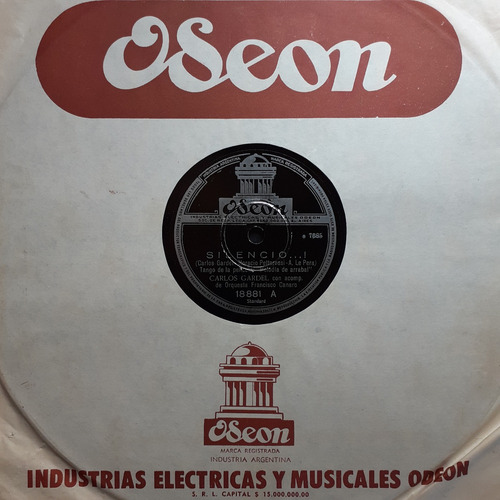 Disco Pasta 78 Rpm - Carlos Gardel (silencio)