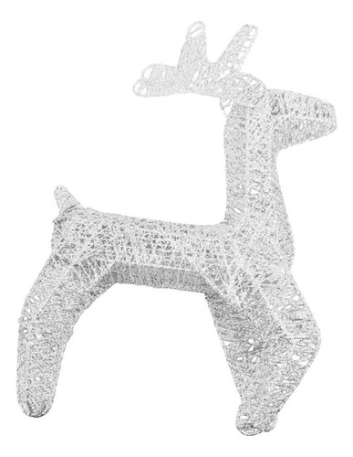 Reno De Navidad Iluminado, Decoración De Luz Color Plata