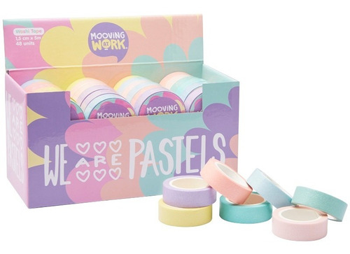 Cinta Washi Tape Mooving At Work Glitter Pastel 1.5 Cm X 5 M