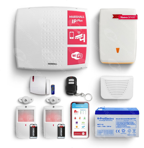 Kit Marshall Casa Alarma Domiciliaria Wifi Ip Internet Sensor Inalambrico Sirenas App Celular