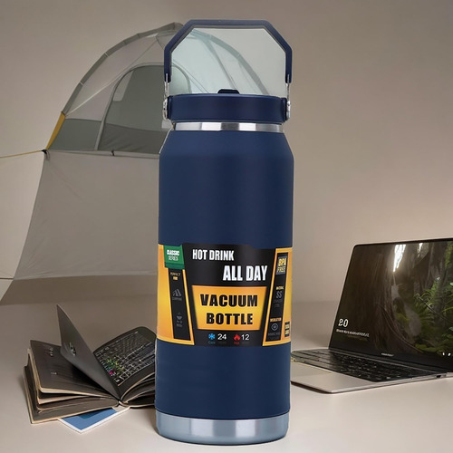 Botella De Agua Aislada De Acero Inoxidable Con Pajita, Aisl