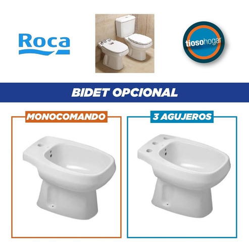Imagen 8 de 10 de Combo Roca Monaco Inodoro Largo Deposito Doble Descarga Bide