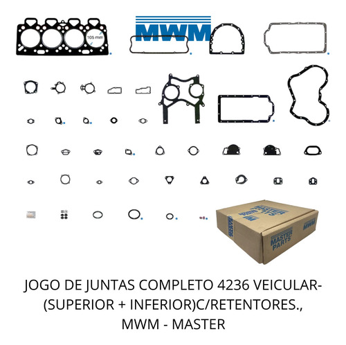 Kit Pistão Anel 3 Can Com Jgo Juntas D10 D20 Mf265 Mf425
