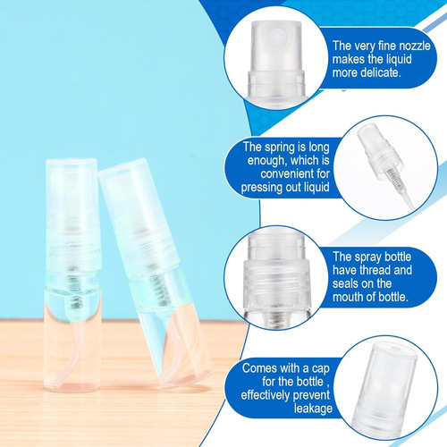 100pcs 3ml Mini Botella Spray Botella Vidrio Recargable