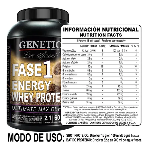 Masa Muscular Energia Proteina Fase 1 Maltodextrina Genetic