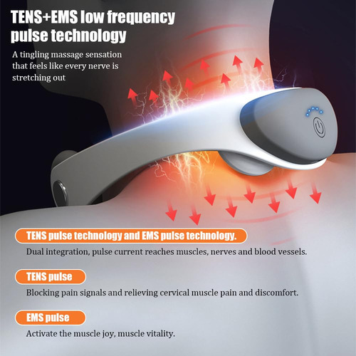 Masajeador De Cuello Inteligente Con Tecnología Tens Y Ems Color Blanco