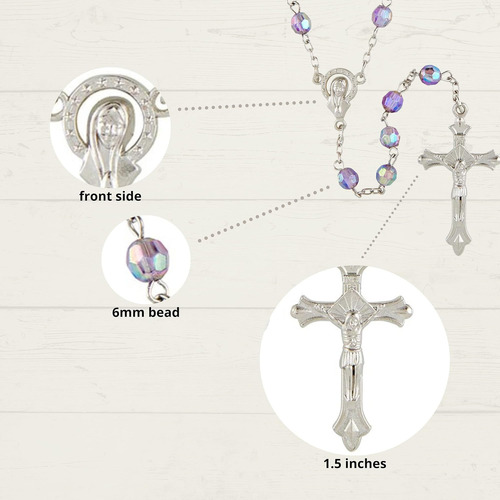 Rosario Católico De Cuentas Moradas Para Mujer, Hilo De De Y