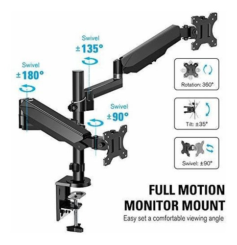 Soporte De Monitor Doble Ajustable Con Resorte 2 Pantallas