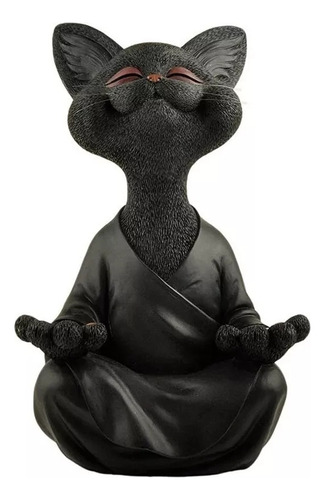 Estatua De Gato De Buda Negro Caprichoso Gato Feliz