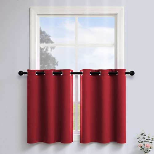 Decoracin De Navidad, 2 Paneles, Cortinas Opacas Rojas, Pequ