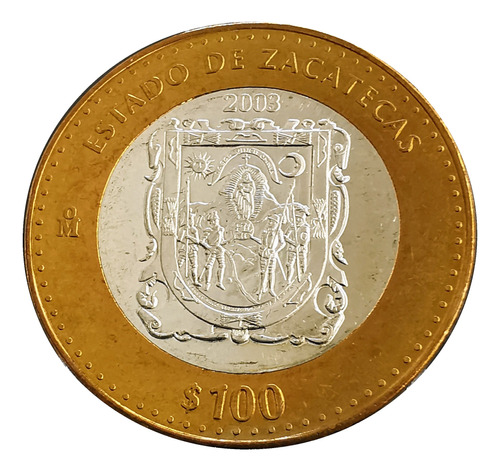100 Pesos Estado Zacatecas 1ra Fase Bimetálica 2003
