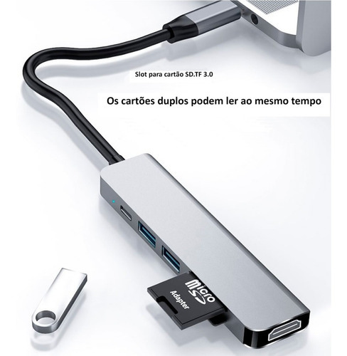 Hub adaptador USB-C 6 en 1 para Samsung Tab S6 y S7 Dex Mode 4K