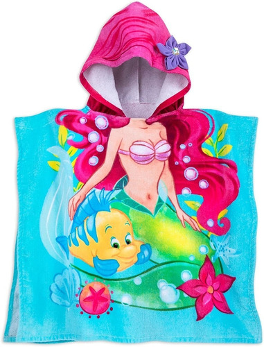 Disney Ariel Toalla Con Capucha Para Niños  