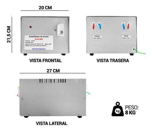 Estabilizador Automático Tension 160 - 240v Eleva Y Baja