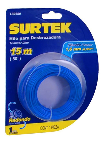 Nylon Desbrozadora Blíster Azul 1.65mm X 15mt Surtek