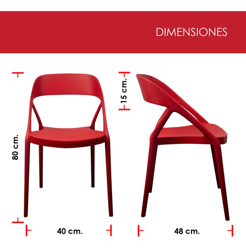 Silla Minimalista Moderna Con Respaldo Comedor Hogar Rojo