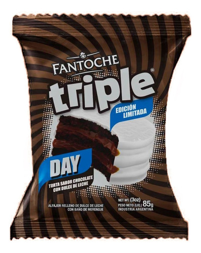 Alfajor Fantoche Triple Day 85g Chocolate Leche Merengue