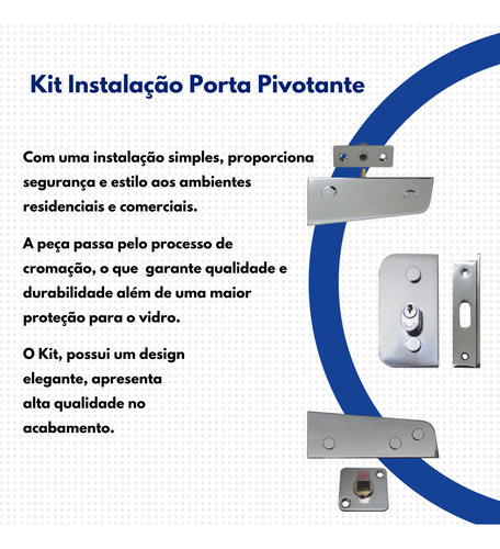 Kit Instalação Porta Pivotante Com Eixo Para Mola Hidráulica