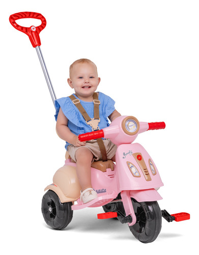 Triciclo Infantil De Passeio E Pedal Com Empurrador Vespita