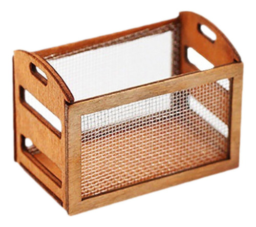 Mini Cesta De Madera Para Casa De Muñecas, Contenedor De