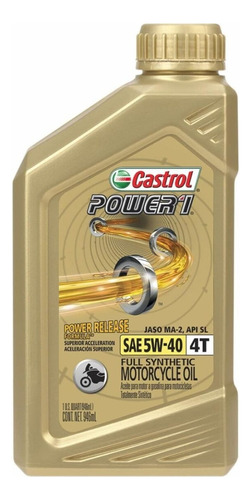 Lubricante Para Moto Sintetico Castrol 5w40 Power 1. L46