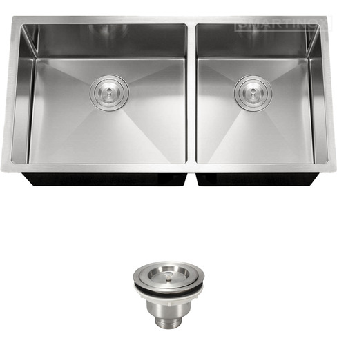 Cuba Dupla Inox Quadrada Gourmet Cozinha 88x40 Válvula Sq882