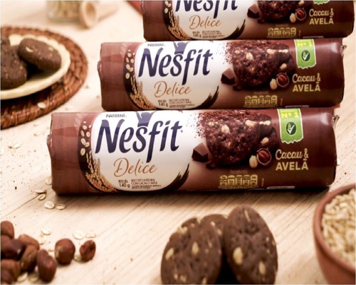 Imagem 2 de 5 de Biscoito Cacau E Avelã Delice Nesfit 140grs.