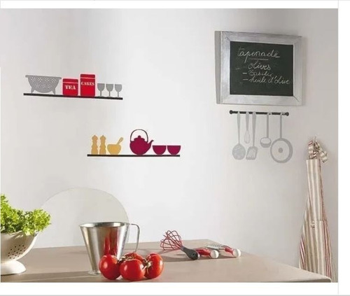 Vinil Decorativo Cocina Repisas Color Utencilios Cocina