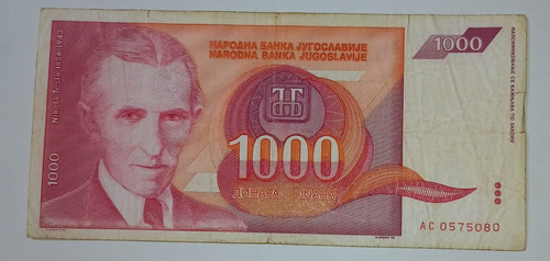 Billete Yugoslavia 1000 Dinares 1992 Vf