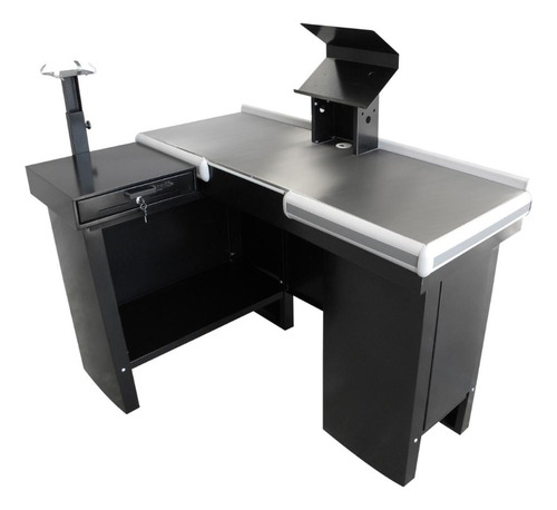 Caixa Mercado C/ Kit Automação Preto 130cm Innal Tampo Inox