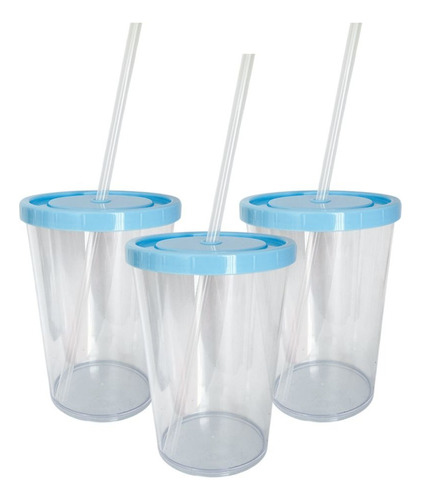Vaso 300cc C/tapa Sorbete Souvenir Reutilizables Transp X20u Celeste Pastel