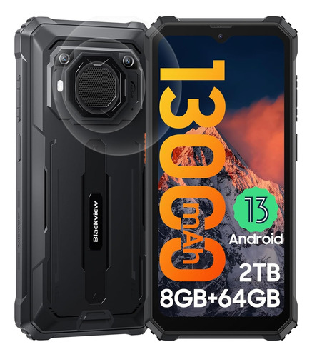 Rugged Phones Unlocked, 2024 Blackview Bv6200 Waterproof  Rugged Smartphone, 13000mah Battery 18w Fast Charge, Android 13, 4gb+64gb/2tb Expand