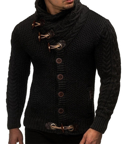 Cárdigan Tipo Suéter Cuello Alto Para Hombre, Ropa De Ocio