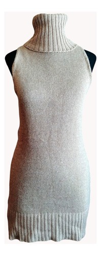 Sweater Mujer Musculosa Cuello Alto Beige Con Brillos Import