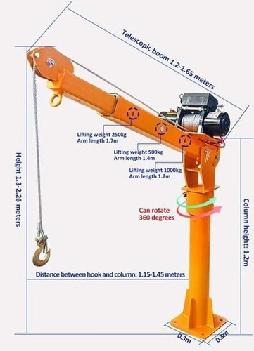 Grua Pluma Camioneta 1 Tonelada Con Winche Eléctrico 12v