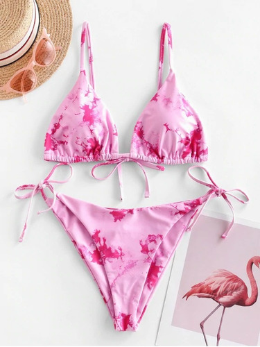 Conjunto Sexy De Bikini Halter Con Efecto Anudado