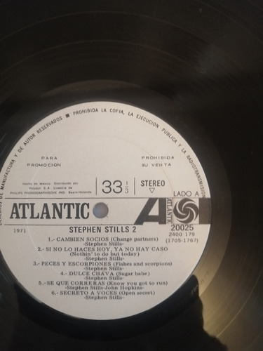 Stephen Stills 2 Rock Power Lp Promocional (Usado)