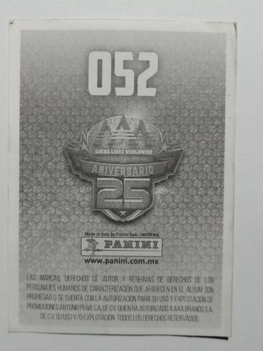 Estampa Panini Lucha Libre Worldwide Aaa 25 Aniversario #052 (Usado)
