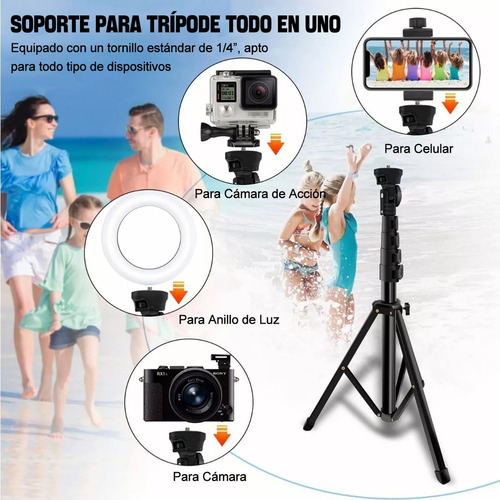 Apoya Celulares Trípode Celular Selfie Stick Negro