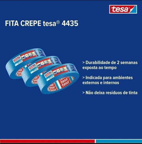 Imagem 1 de 7 de Fita Crepe Azul Profissional 25mmx50m Profissional Tesa 4435